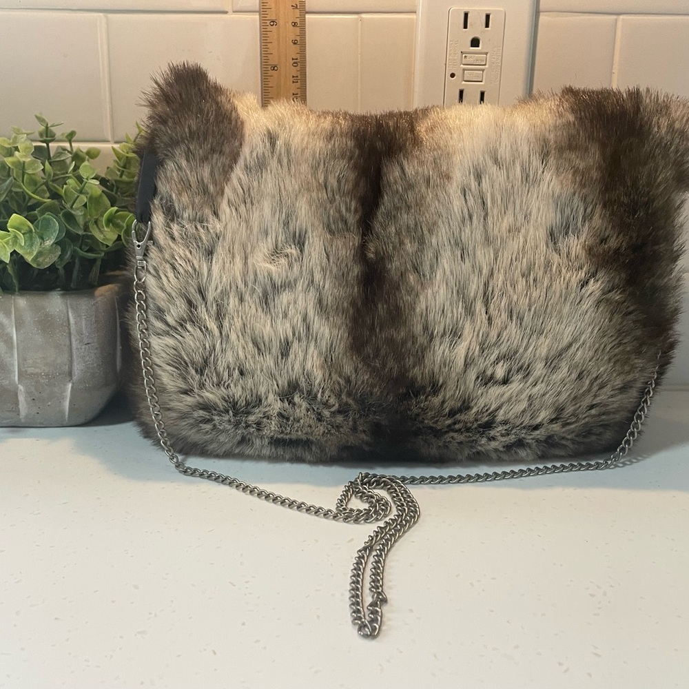 Icing Faux Fur Hand Muffs with Removable Chain Strap